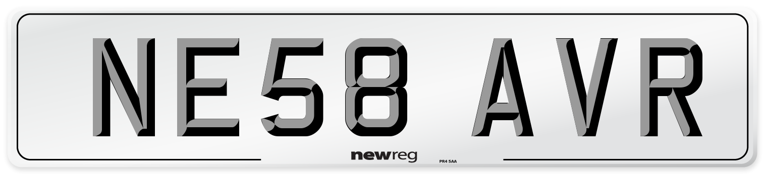 NE58 AVR Number Plate from New Reg